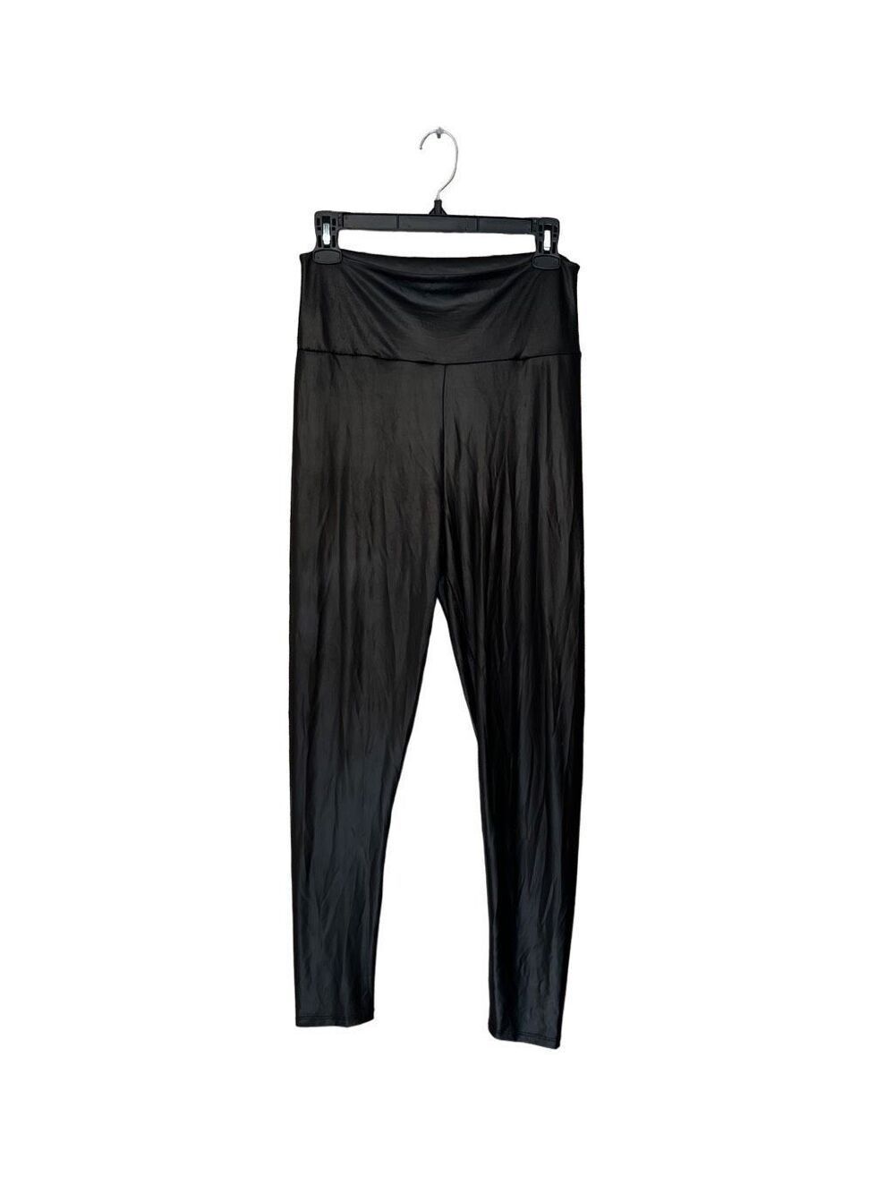 Material Girl black faux leather leggings - L